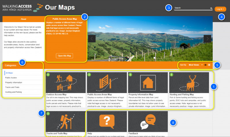 Overview of map gallery page