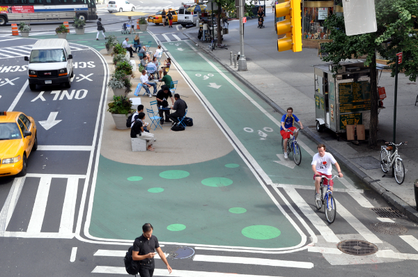 Tactical Cycle Lane, Broadway, NYC